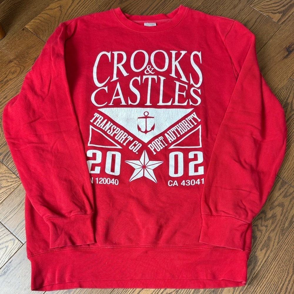 [crooks & castles] Port Authority Crewneck Sweatshirt - Red - L